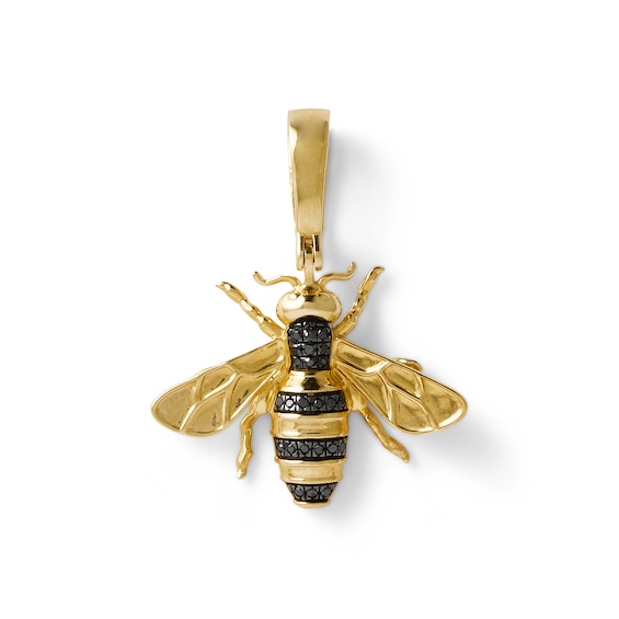 1/15 CT. T.W. Black Diamond Bumble Bee Necklace Charm in 10K Gold