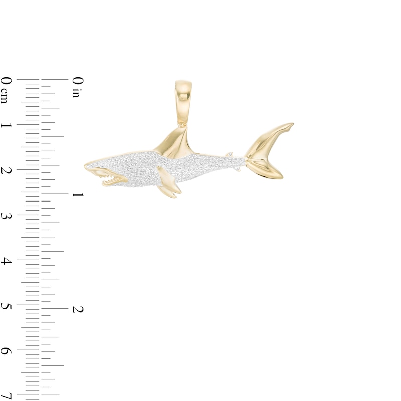 1/3 CT. T.W. Diamond Shark Necklace Charm in 10K Gold