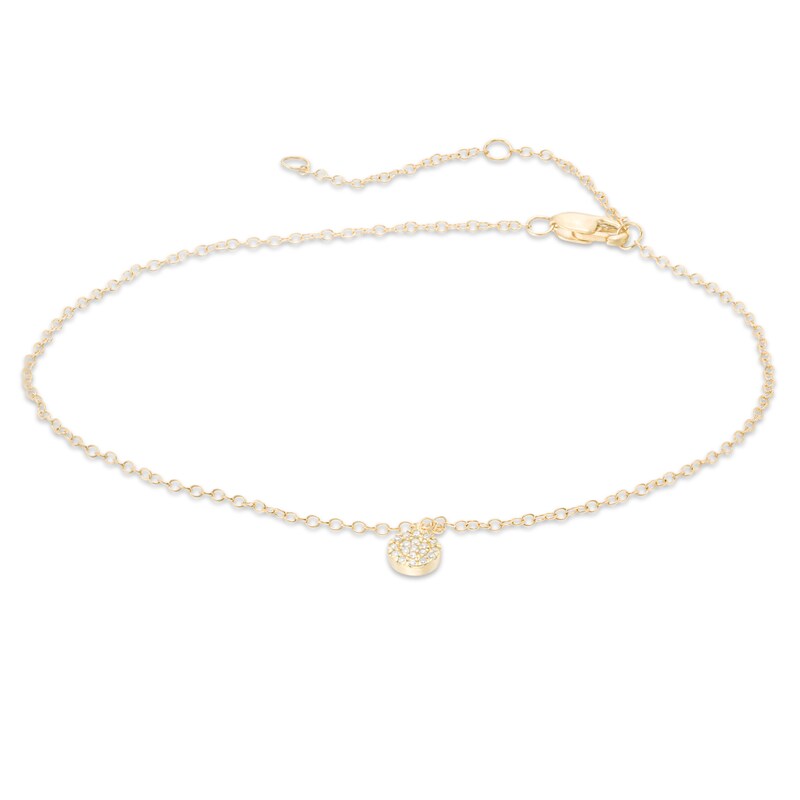 Composite Diamond Accent Dangle Anklet in 10K Gold - 10"