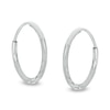 14mm Multi-Finish Continuous Hoop Earrings in 14K Tube Hollow White Gold