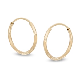 14mm Multi-Finish Continuous Hoop Earrings in 14K Tube Hollow Gold