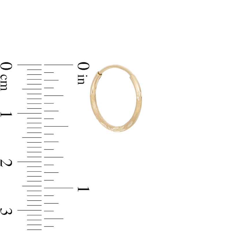 Main Image 2 of 14mm Multi-Finish Continuous Hoop Earrings in 14K Tube Hollow Gold