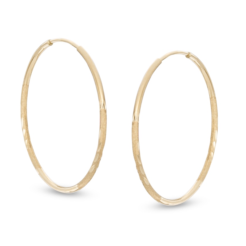 30mm Multi-Finish Continuous Hoop Earrings in 14K Tube Hollow Gold