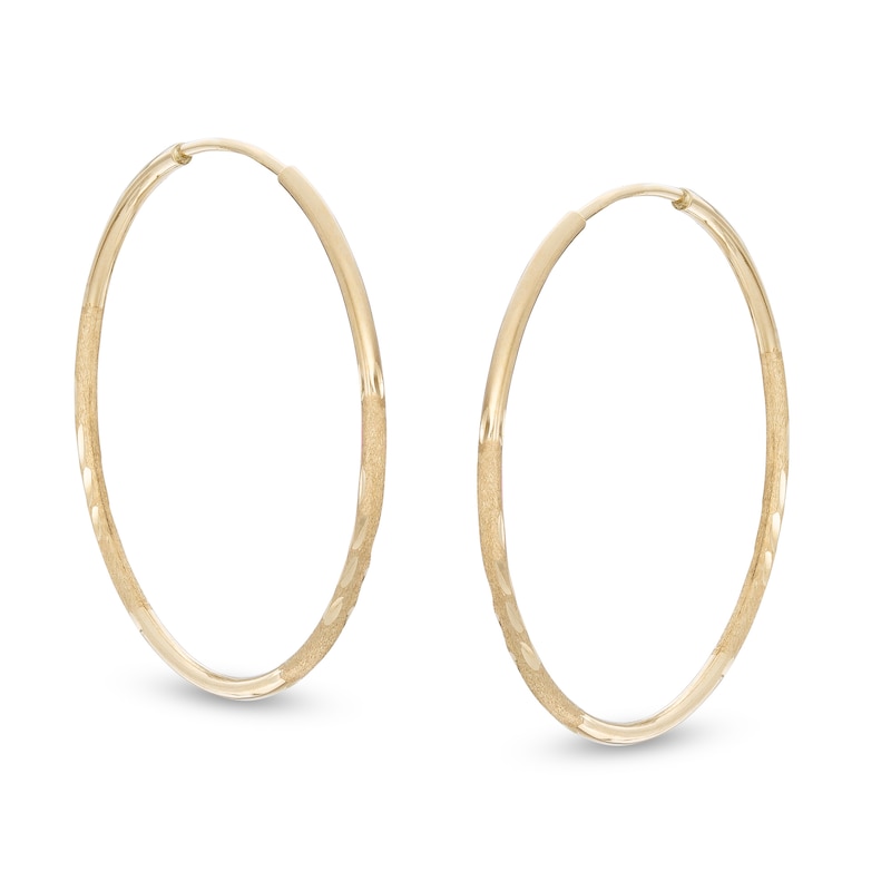 14K Tube Hollow Gold Multi-Finish Continuous Hoops