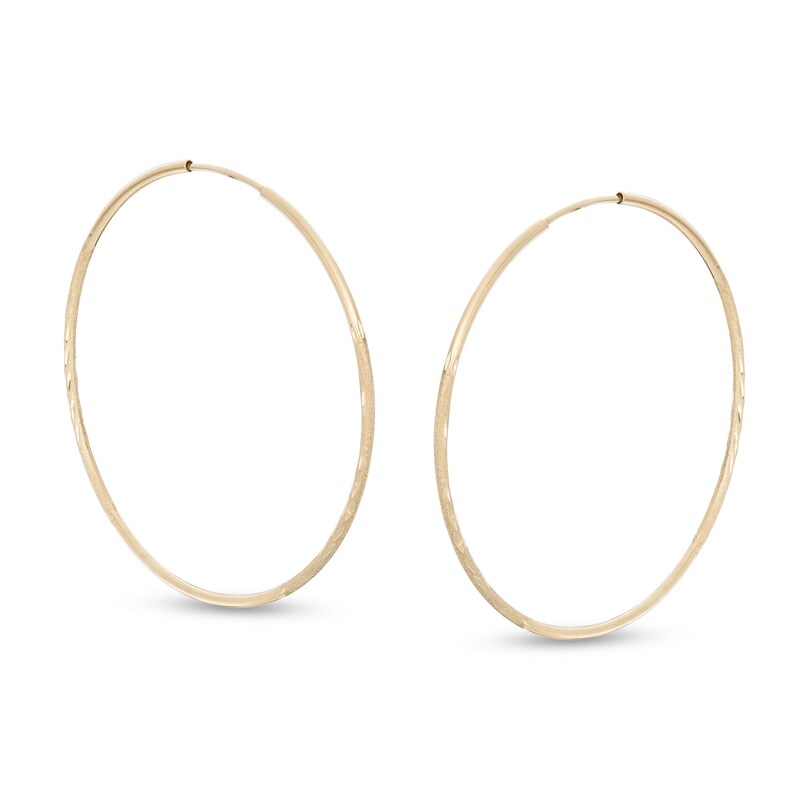 43mm Multi-Finish Continuous Hoop Earrings in 14K Tube Hollow Gold