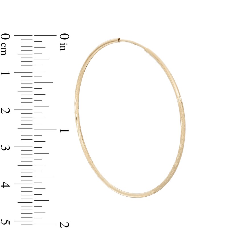 43mm Multi-Finish Continuous Hoop Earrings in 14K Tube Hollow Gold