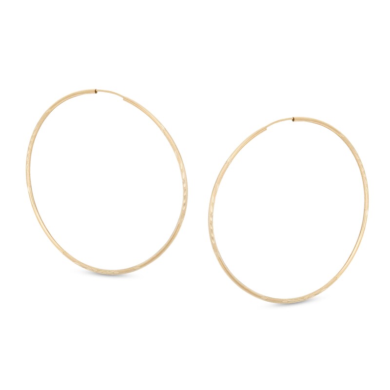 58mm Multi-Finish Continuous Hoop Earrings in 14K Tube Hollow Gold