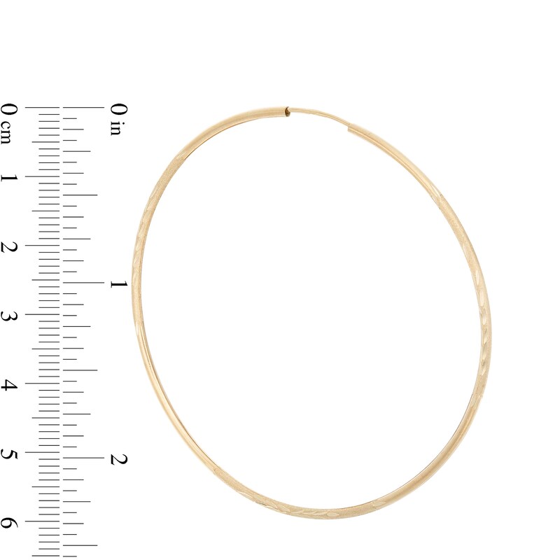 58mm Multi-Finish Continuous Hoop Earrings in 14K Tube Hollow Gold