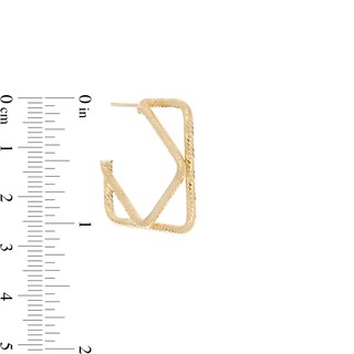 Diamond-Cut Double Square Hoop Earrings in 10K Gold