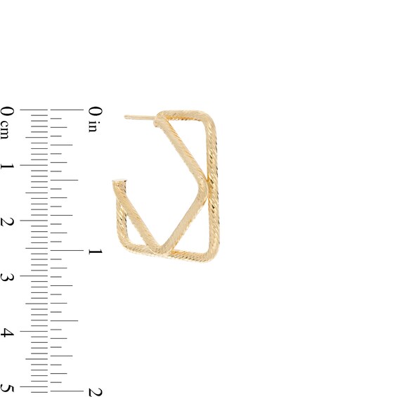 Diamond-Cut Double Square Hoop Earrings in 10K Gold