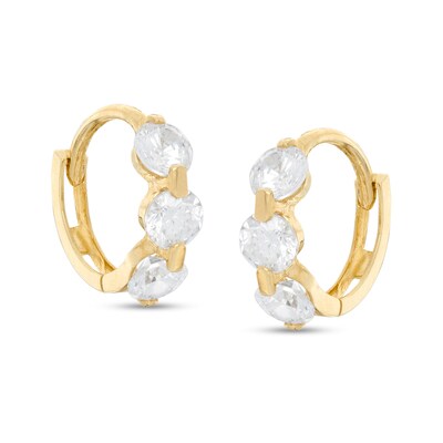 10K Solid Gold Cubic Zirconia Huggie Hoops