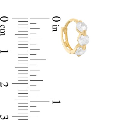 10K Solid Gold Cubic Zirconia Huggie Hoops