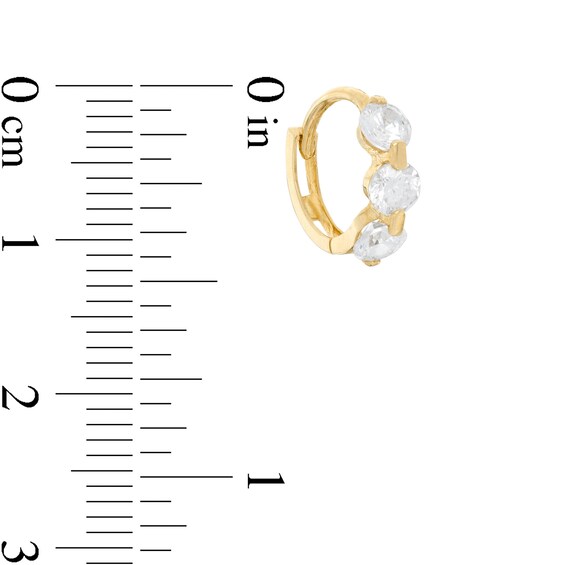 10K Solid Gold Cubic Zirconia Huggie Hoops