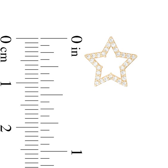 Cubic Zirconia Star Stud Earrings in 10K Gold