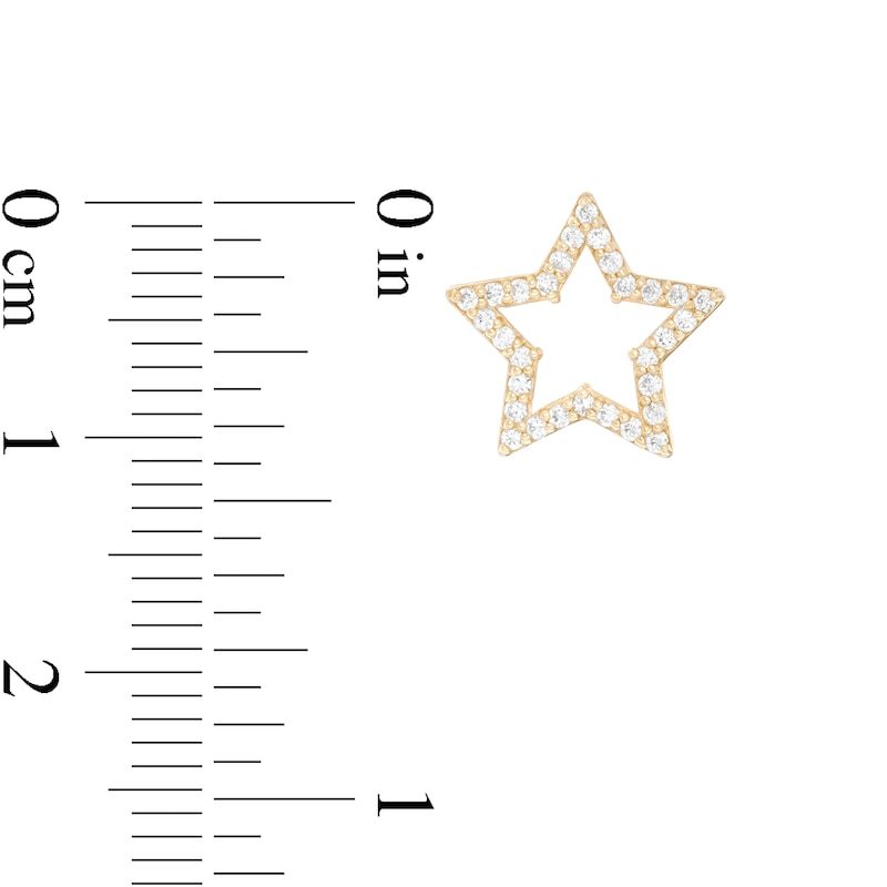 Cubic Zirconia Star Stud Earrings in 10K Gold