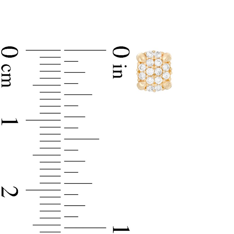 Cubic Zirconia Square Cluster Stud Earrings in 10K Gold