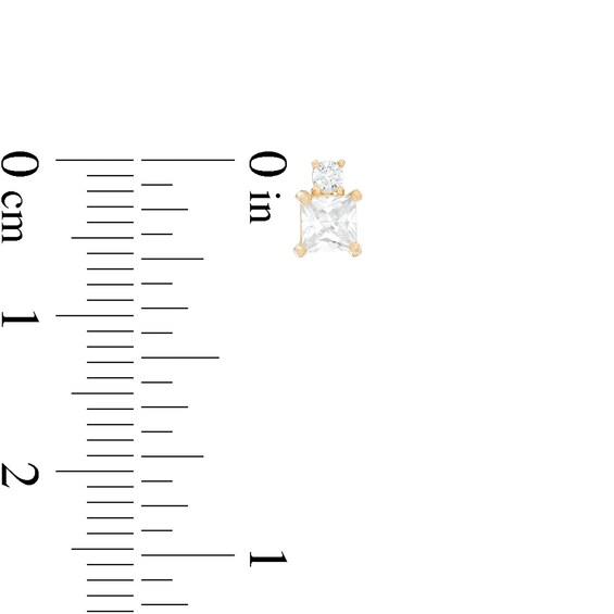 Square and Round Cubic Zirconia Stud Earrings in 10K Gold
