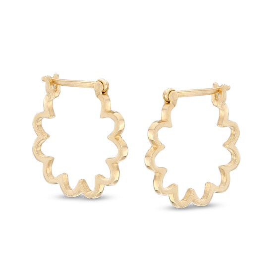 Flower Frame Hoop Earrings in 10K Gold