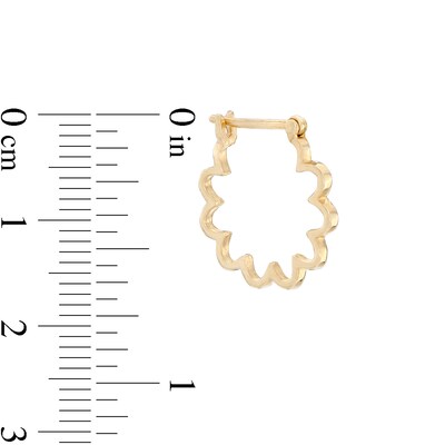 Flower Frame Hoop Earrings in 10K Gold