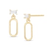 Thumbnail Image 0 of Sideways Baguette Cubic Zirconia Open Oval Drop Earrings in 10K Gold
