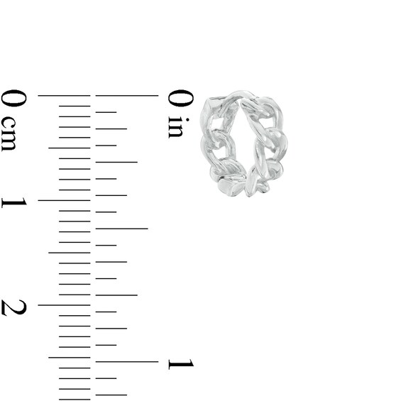 Curb Chain Huggie Hoop Earrings in Sterling Silver