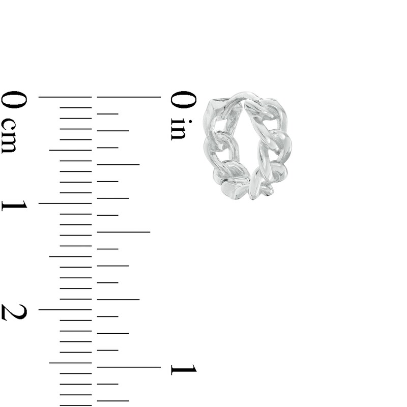 Main Image 2 of Curb Chain Huggie Hoop Earrings in Sterling Silver
