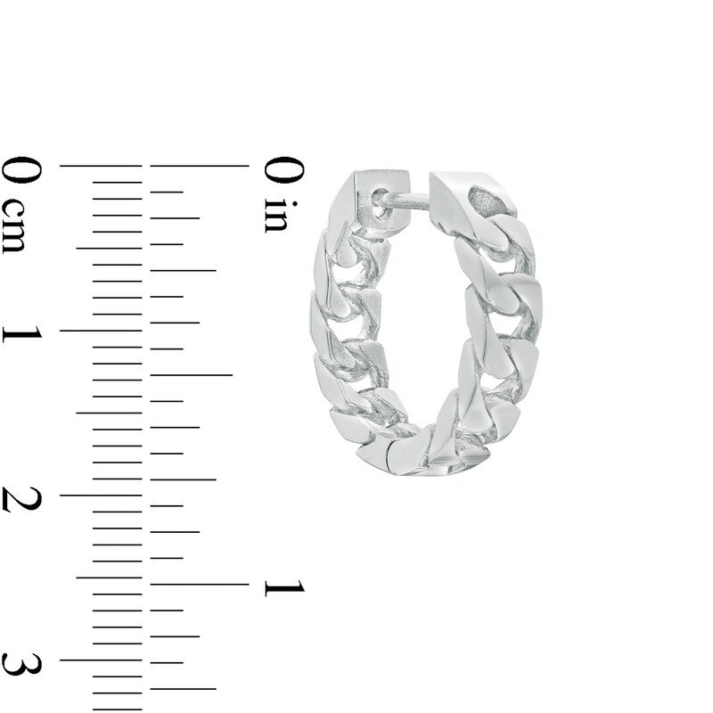 Main Image 2 of Curb Chain Huggie Hoop Earrings in Sterling Silver