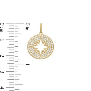 Cubic Zirconia Disc with Cut-Out North Star Necklace Charm in 10K Gold