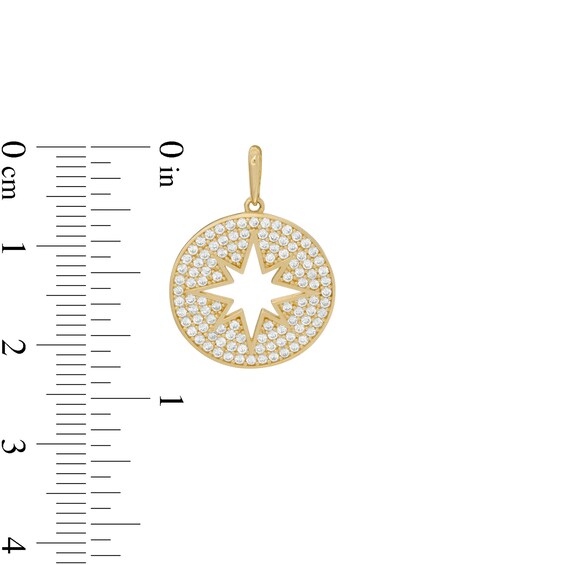 Cubic Zirconia Disc with Cut-Out North Star Necklace Charm in 10K Gold