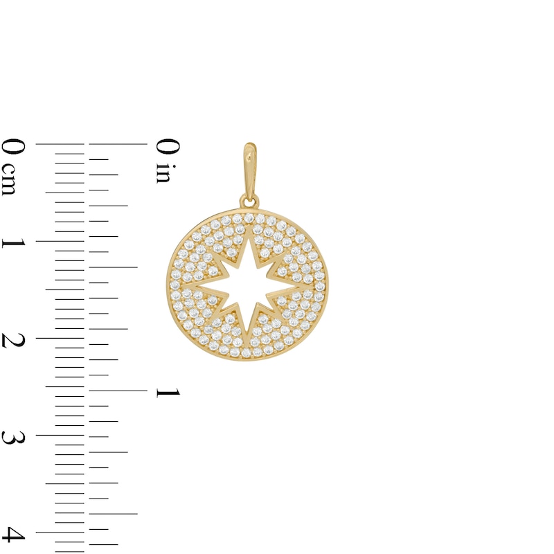 Main Image 2 of Cubic Zirconia Disc with Cut-Out North Star Necklace Charm in 10K Gold