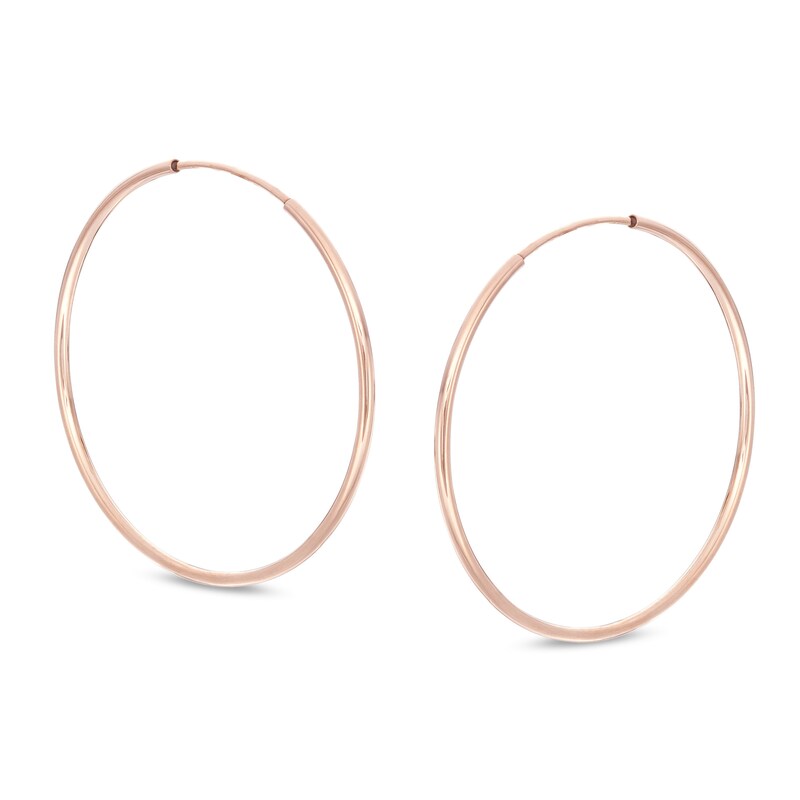 34mm Continuous Hoop Earrings in 14K Tube Hollow Rose Gold