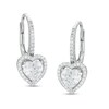 Thumbnail Image 1 of Heart-Shaped Cubic Zirconia Frame Drop Earrings in Sterling Silver