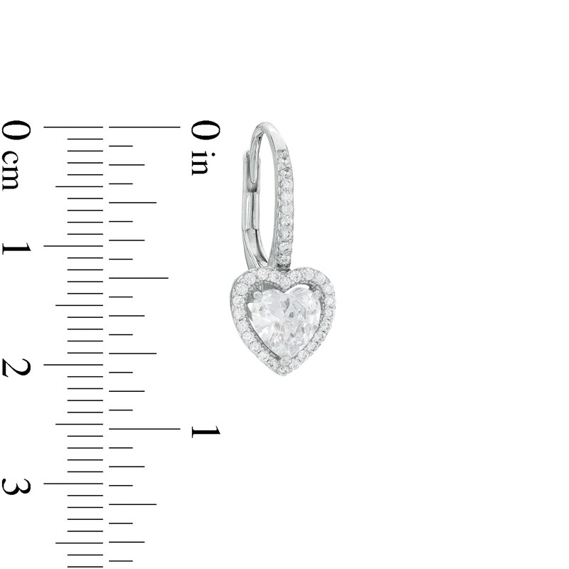 Main Image 2 of Heart-Shaped Cubic Zirconia Frame Drop Earrings in Sterling Silver