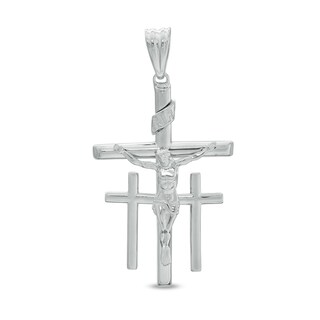 Calvary Crucifix Necklace Charm in Sterling Silver