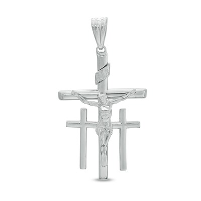 Calvary Crucifix Necklace Charm in Sterling Silver