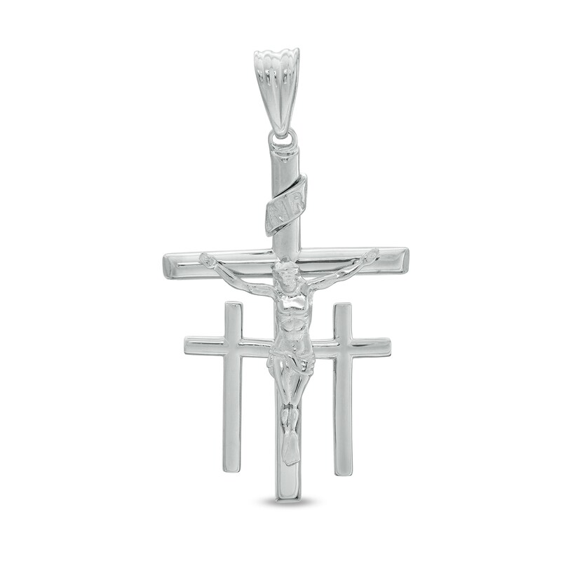 Calvary Crucifix Necklace Charm in Sterling Silver