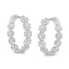 Thumbnail Image 1 of Cubic Zirconia Flower Hoop Earrings in Sterling Silver