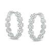 Thumbnail Image 0 of Cubic Zirconia Flower Hoop Earrings in Sterling Silver