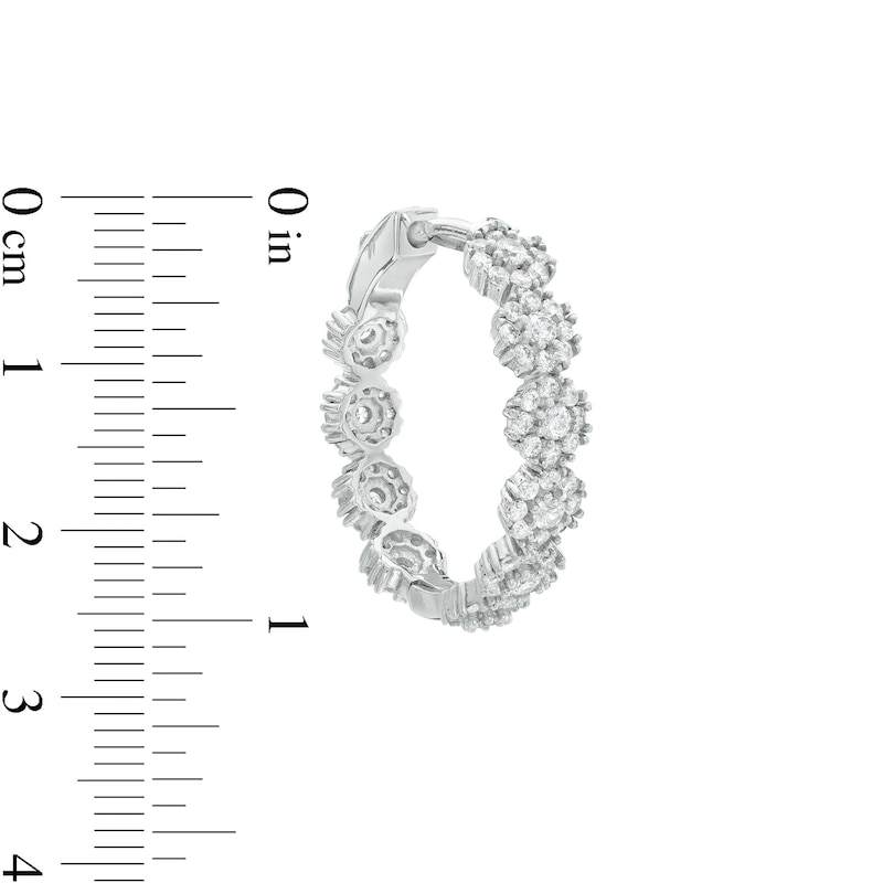 Main Image 2 of Cubic Zirconia Flower Hoop Earrings in Sterling Silver