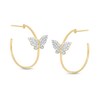 Thumbnail Image 0 of Cubic Zirconia Butterfly Hoop Earrings in 10K Gold