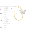 Cubic Zirconia Butterfly Hoop Earrings in 10K Gold