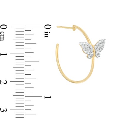 Cubic Zirconia Butterfly Hoop Earrings in 10K Gold