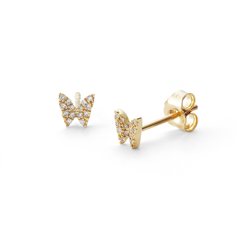 Main Image 1 of 1/20 CT. T.W. Diamond Butterfly Stud Earrings in 10K Gold