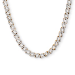 7/8 CT. T.W. Diamond Bar Zig-Zag Link Necklace in Sterling Silver with 14K Gold Plate - 22&quot;