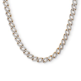 14K Gold Plate 7/8 CT. T.W. Diamond Bar Zig-Zag Link Necklace - 22"
