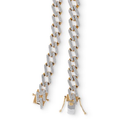 14K Gold Plate 7/8 CT. T.W. Diamond Bar Zig-Zag Link Necklace - 22"