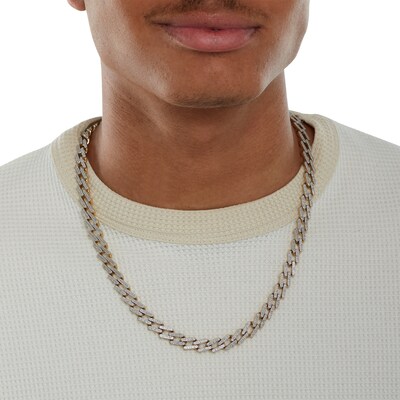 14K Gold Plate 7/8 CT. T.W. Diamond Bar Zig-Zag Link Necklace - 22"
