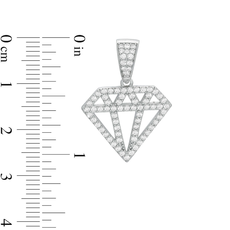 Cubic Zirconia Cut-Out Diamond-Shaped Necklace Charm in Solid Sterling Silver