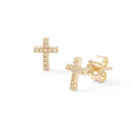 1/20 CT. T.W. Diamond Cross Stud Earrings in 10K Gold