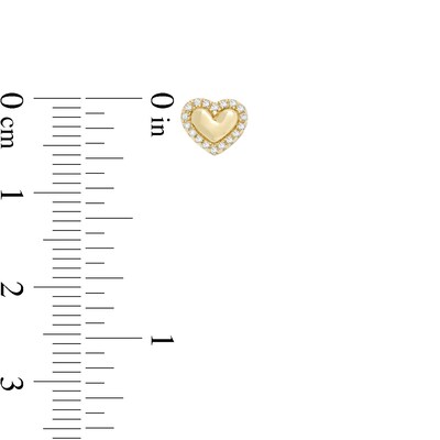 1/15 CT. T.W. Diamond Heart Frame Stud Earrings in 10K Gold